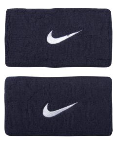 Muñequera Nike Swoosh Doble Ancha Azul Marino/Blanco
