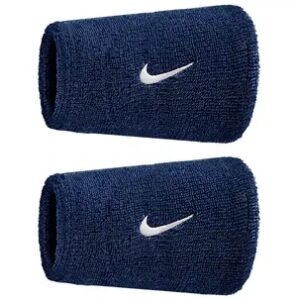 Muñequera Nike Swoosh Wristbands Doble Ancha Azul Marino/Blanco