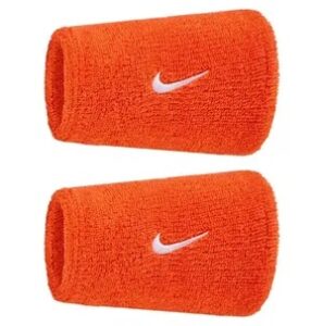 Muñequera Nike Swoosh Wristbands Doble Ancha Naranja/Blanco